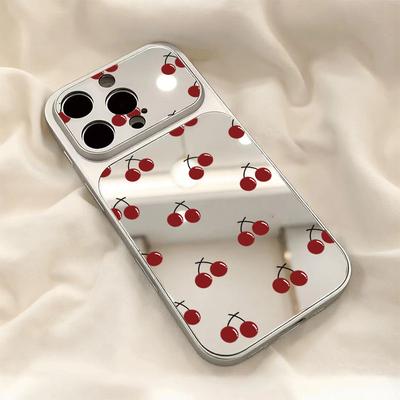 Красная вишня зеркальный чехол для телефона подходит для iPhone 17 16 15 14 13 12 11 Pro/Max/Plus противоударная задняя крышка