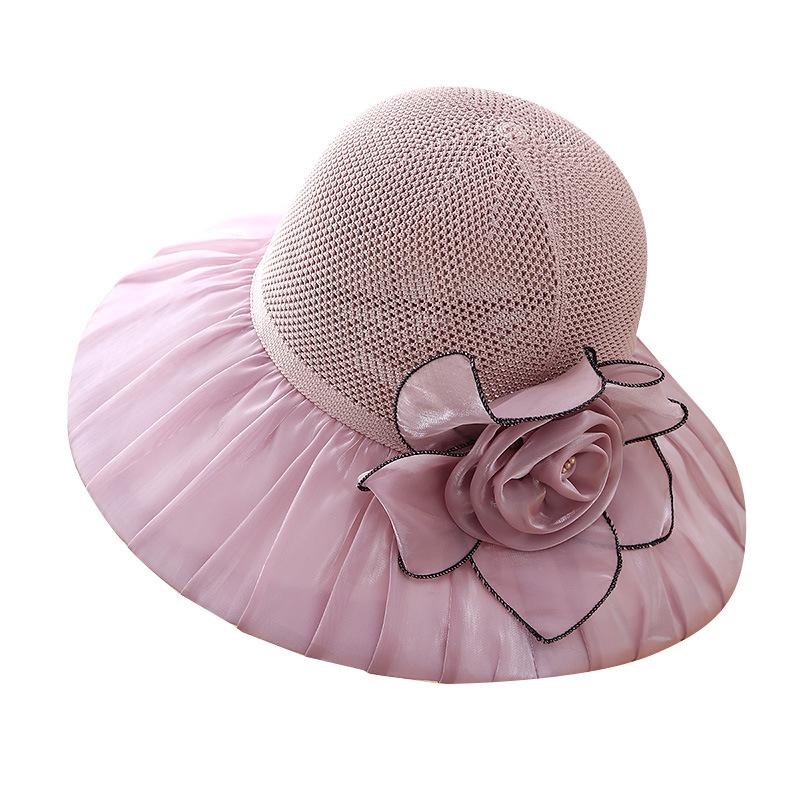 New bucket hat women's summer flower visor UV protection beach hat big brim fashion hat foldable mother