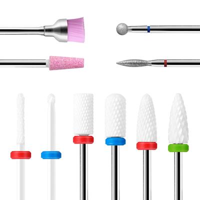 Annhua Nail Bit Nail Machine Bit 10 типов керамических сверл для ногтей Полировка ногтей Набор сверл для ногтей Шлифовка ногтей Гель для ногтей Профессиональная