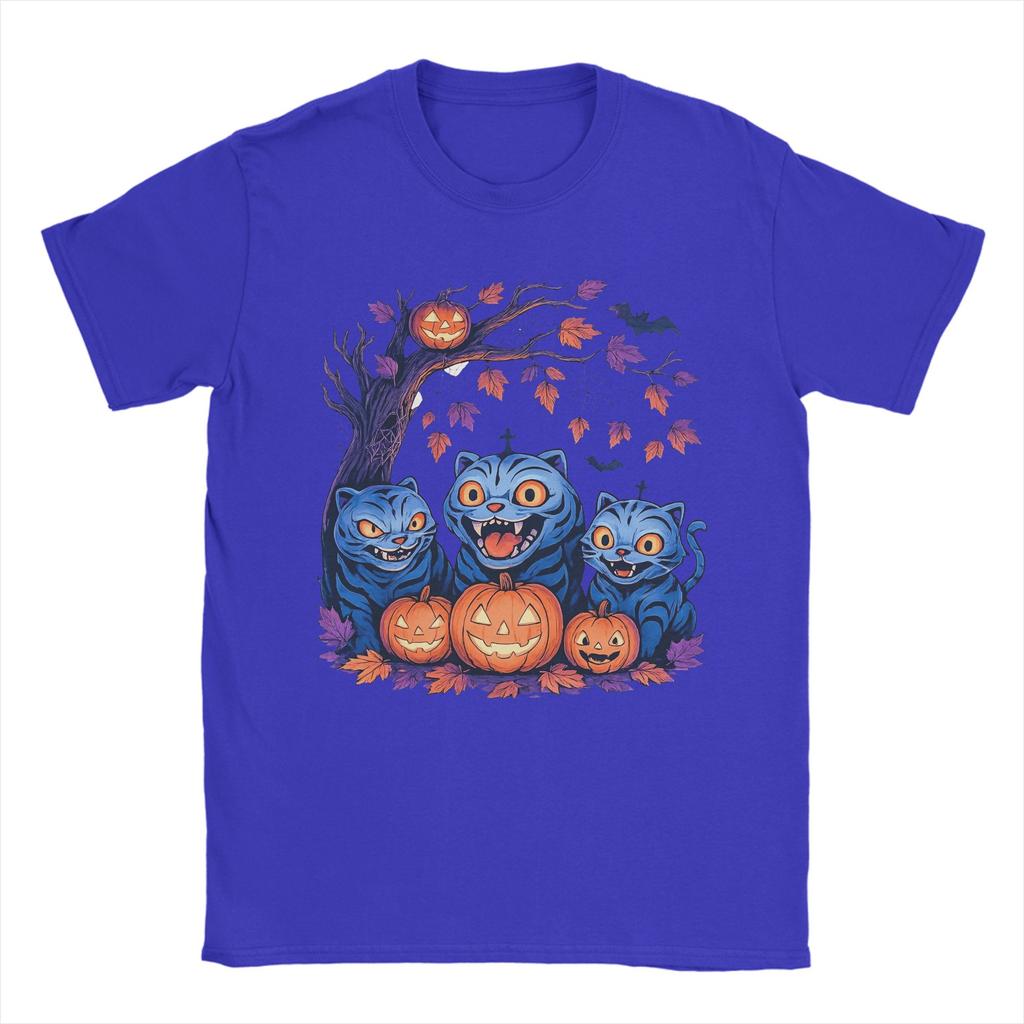 Men Spooky Huntrix Halloween Derpy Tiger T Shirt Pure Cotton Tops Novelty Short Sleeve Round Neck Tees Summer T-Shirts