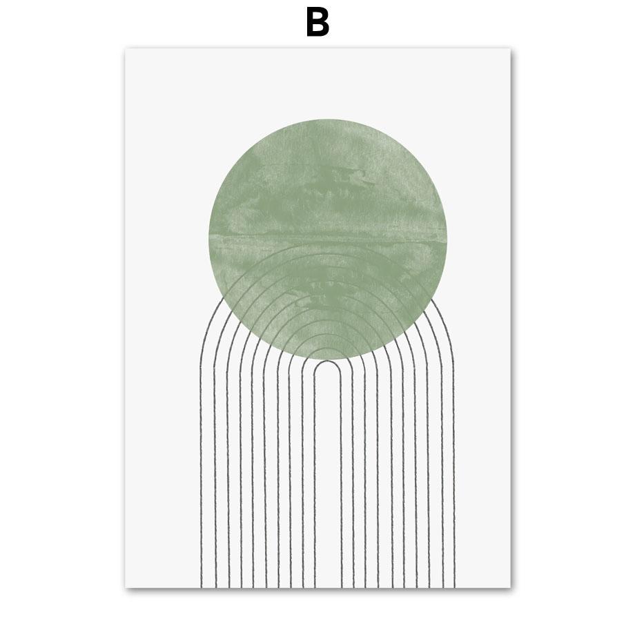 Арка, круглая линия, эвкалипт, зеленая геометрия, абстрактные постеры на скандинавскую тему и принты, художественная картина на холсте, настенные панно, декор для гостиной