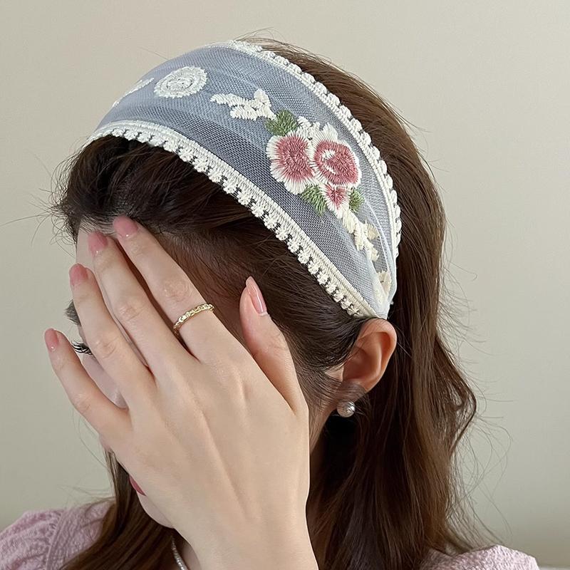 5 Yards Flower Embroidery Lace Trim Transparent Mesh Base Fabric DIY Clothing Accessories Bow Headdress New Chinese Style Ribbon