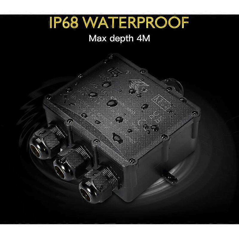 Outdoor IP68 Waterproof Junction Box - 4 Way Larger Cable, Electrical Junction Box Connector for Cable 4 to 14mm, ABS + PVC