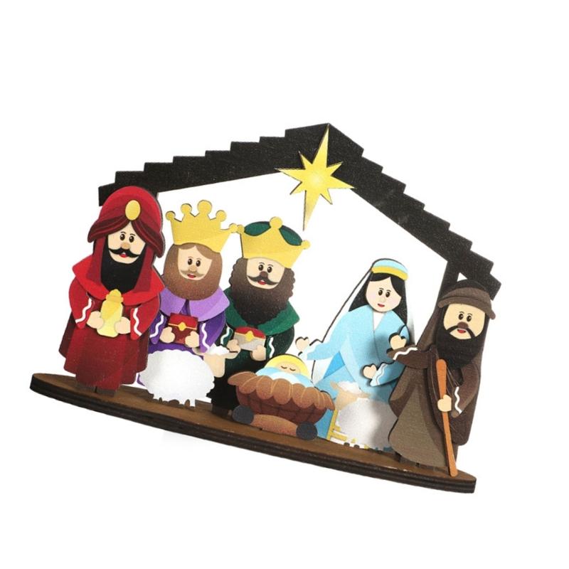 Рождественский набор Маленький рождественский вертеп Набор настольных декораций Миниатюрный рождественский орнамент для рождественского декора