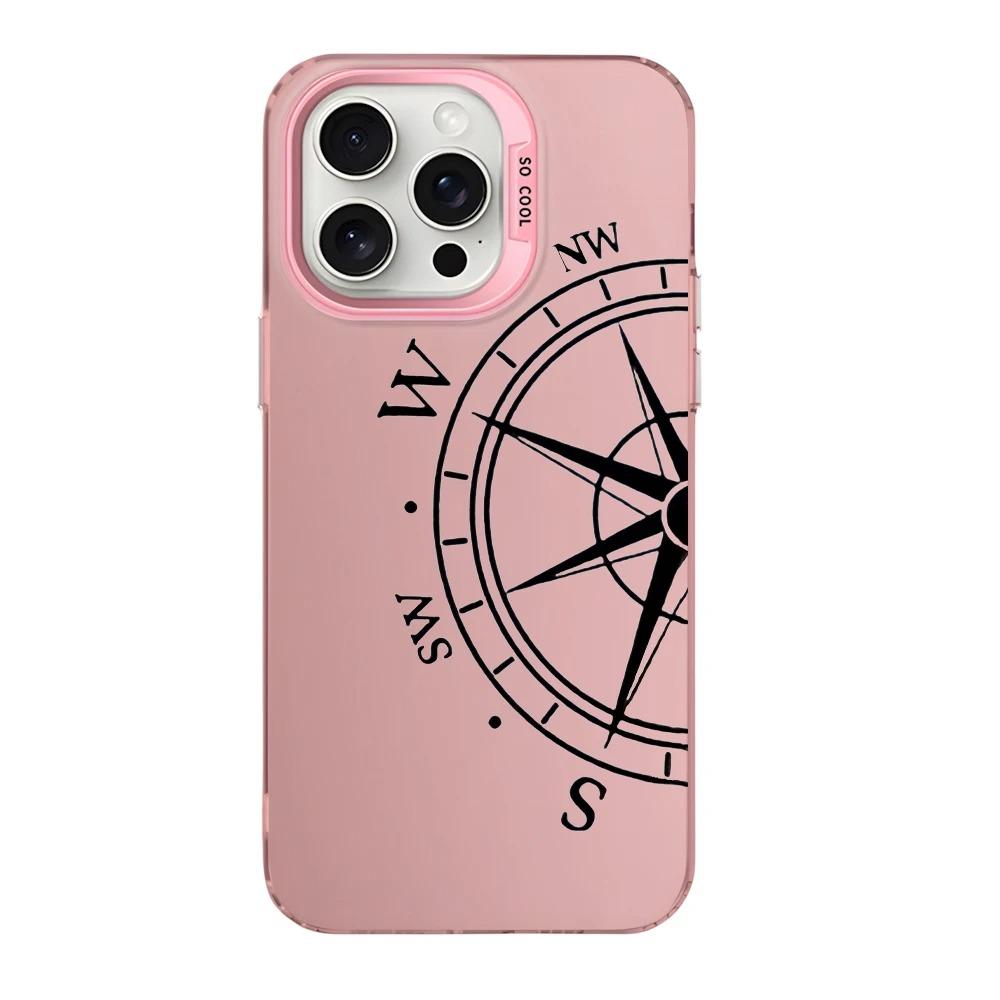 Модный винтажный чехол-компас для телефона iPhone 16 12 13 mini 11 14 15 Pro Max XR 8 Plus Прочный жесткий IMD пластиковый противоударный чехол_