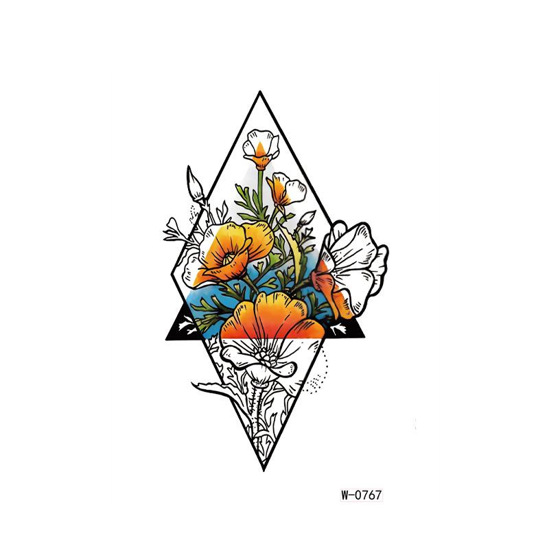 Красочный стикер Мультяшная татуировка Временная водостойкая Анимация Цветок Персонализированный цветок Тату-наклейка на руку