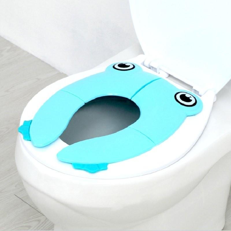 Настраиваемая Складная Портативная Подушка для Сиденья Унитаза 'Сова' для Детей Доступна в Зеленом Лягушонке, Розовом Лягушонке и Синем Лягушонке