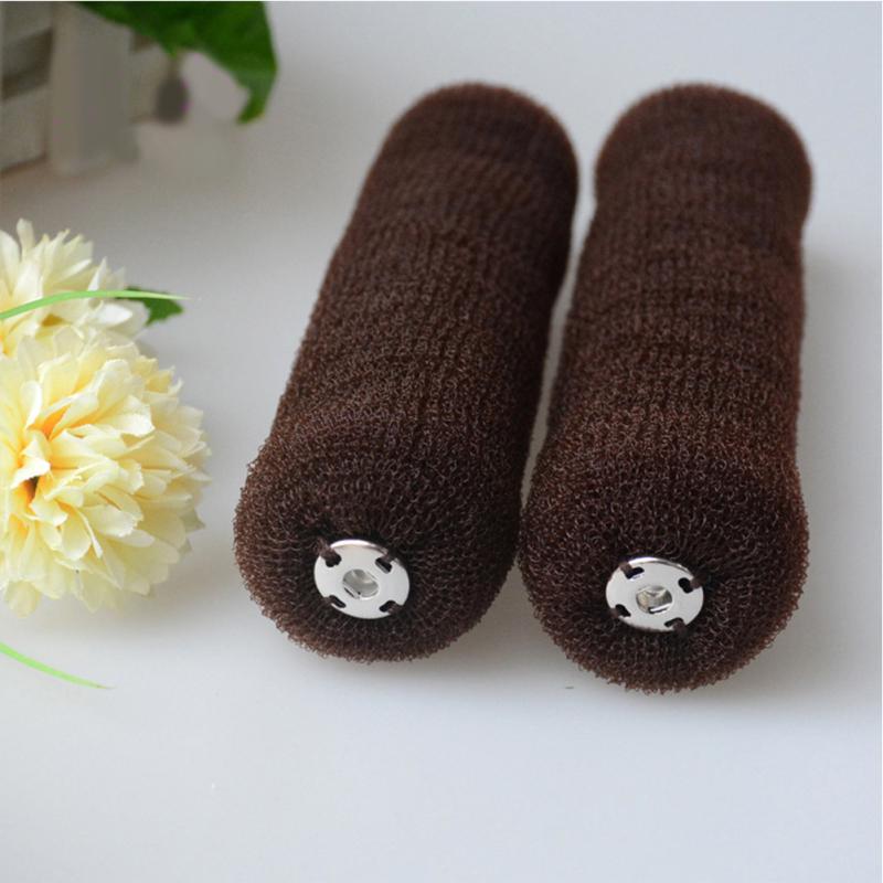 Женское нейлоновое кольцо для волос с пряжкой, сплошной цвет, длинная полоска в форме пончика, булочка, аксессуары для волос