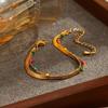 Salircon 2026 Boho Gold Color Stainless Steel Snake Chain Bracelet Trendy Stackable Colorful Beaded Bangle Waterproof Jewelry