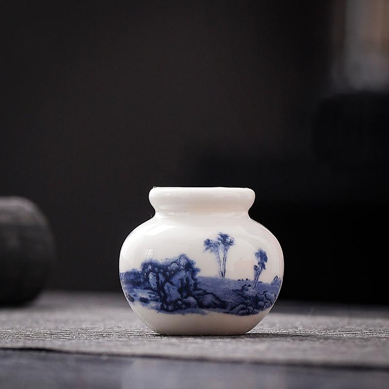 1 шт. Мини-ваза креативная сине-белая маленькая банка для украшения дома супер маленькая ваза сине-белая фарфоровая 4,5x4 см
