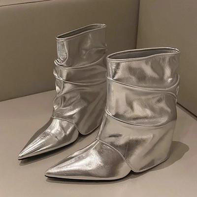 Женские ботильоны с острым носком, зимние, сексуальные, кожаные, дизайнерские, модные, зима, готические, челси, ботильоны