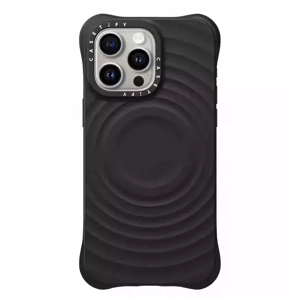 Силиконовый чехол с гравировкой букв 'Ripple' и магнитом для iPhone 17 Pro Max 16 15 14 13, модный, с защитой кнопки камеры, противоударный защитный чехол