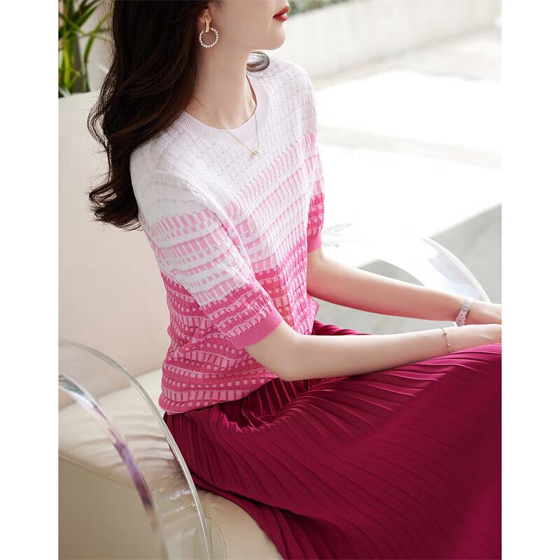 Женский трикотажный топ Demana с жаккардовым узором в стиле колор-блок, рукав до локтя