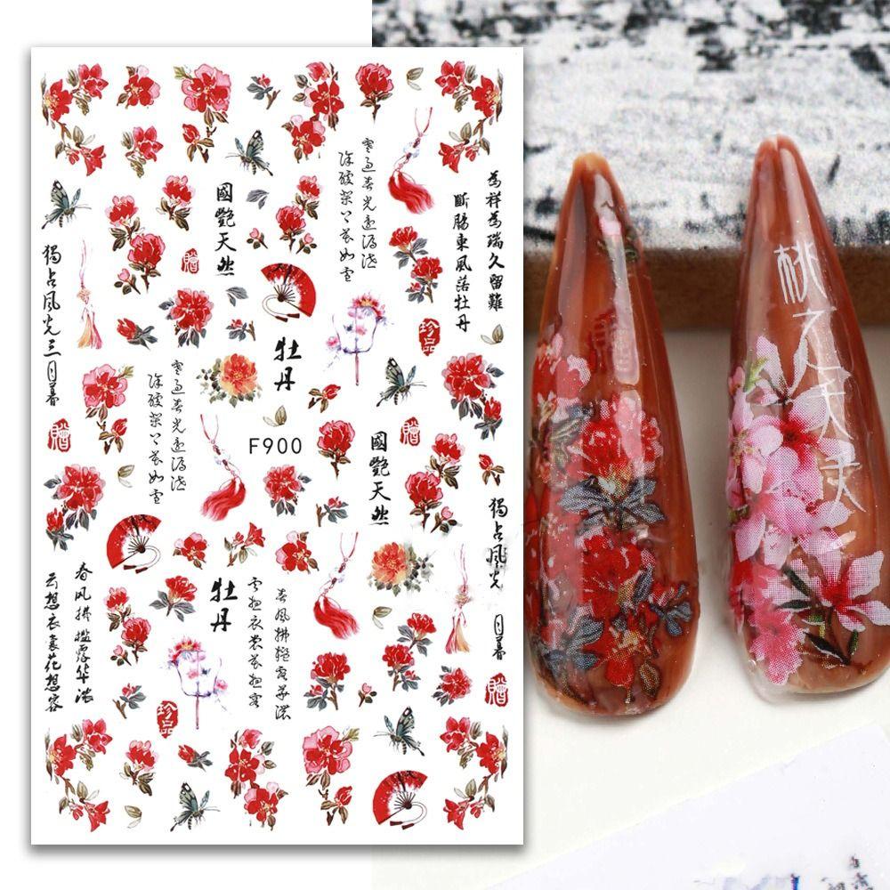 Древняя поэзия Китайские стили Наклейки для дизайна ногтей Маникюрная декорация Наклейки для ногтей Декор для дизайна ногтей
