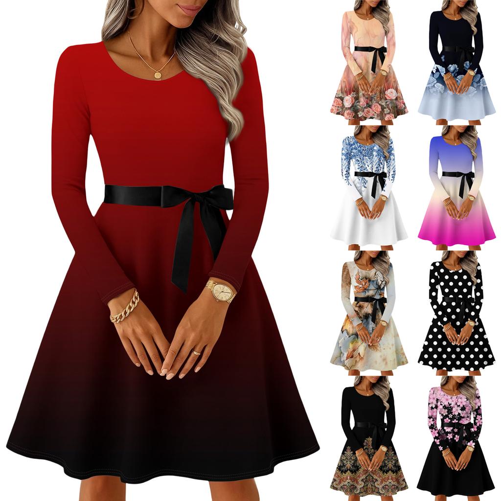 Женские повседневные модные платья с длинным рукавом в винтажном стиле