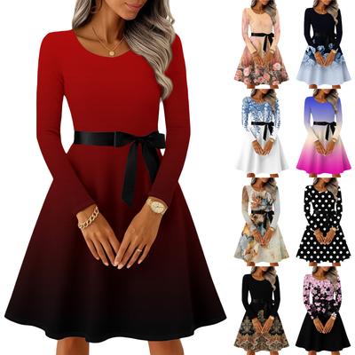 Женские повседневные модные платья с длинным рукавом в винтажном стиле