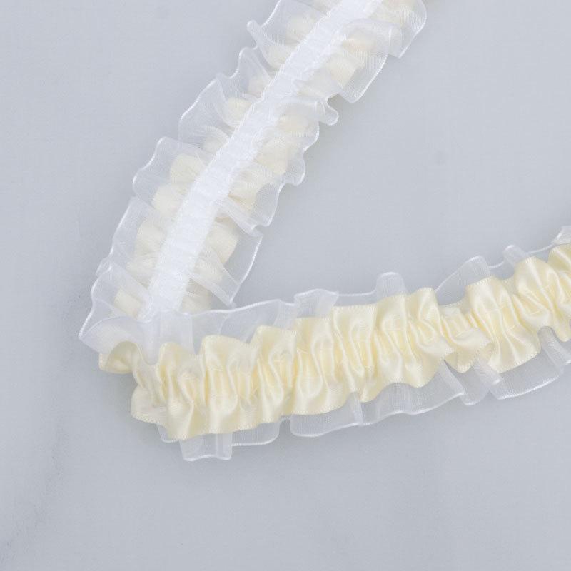 Элегантная двойная полиэстеровая эластичная лента прозрачный шифон кружево Лолита юбка аксессуары ручной работы сделай сам оборки кружева украшения для дома