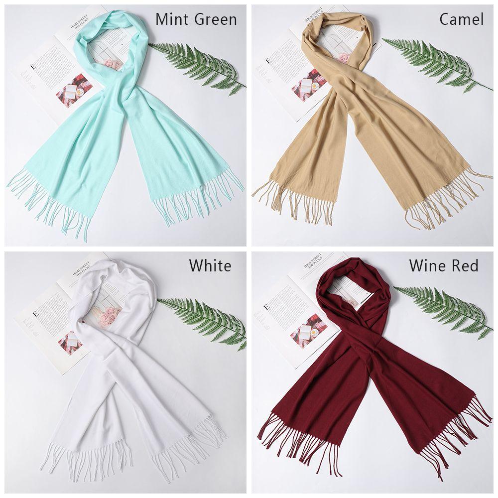 Business Autumn Winter Warm Long Shawl Cotton Scarf Pashmina Cotton Pure Color