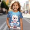 New Summer Kids Cartoon Cats Tops Tees Funny 3D Printed T-shirt Children O-Neck Short Sleeve Clothing Girls Casual Streetwear