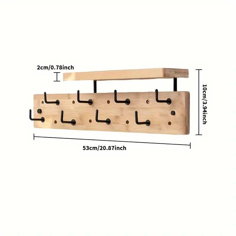 Современные деревянные настенные крючки для ключей с 8 крючками, вешалка для одежды, органайзер для прихожей для пальто, шляп, сумок, полка