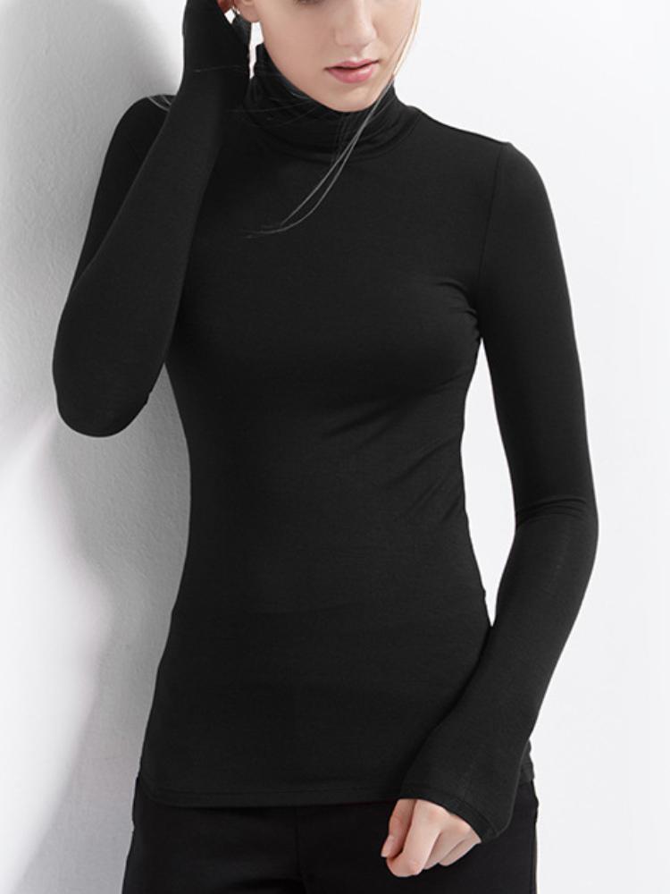 Весенне-осенний пуловер, сексуальный однотонный женский тонкий топ с длинными рукавами, женская водолазка, базовая рубашка, топы, уличная одежда