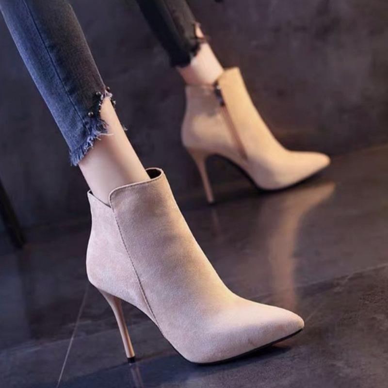 Женские ботильоны с острым носком, сексуальные на очень высоком каблуке, на каблуке, женские короткие туфли, замшевые ботильоны, тренд 2025, осень, дизайнерские, роскошные