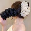 1pc Women Summer Sweet Mesh Tulle Hair Claw Clips Rhinestone Elegant Bowknot Ponytail Clip New Headdress Accessories