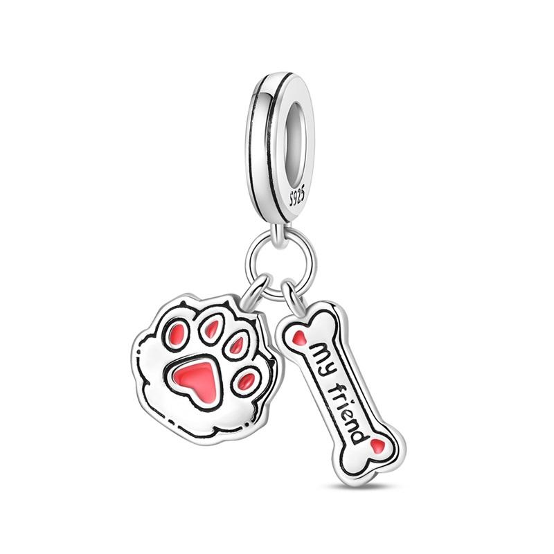 Copper Christmas Tree Charms Cat Send Flowers Bead Pendant Fit Original Charm Bracelets Women Diy Jewelry Gift