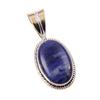 Natural Sodalite Gemstone 925 Solid Sterling Silver Two Tone Pendant 1.25'' I5n18