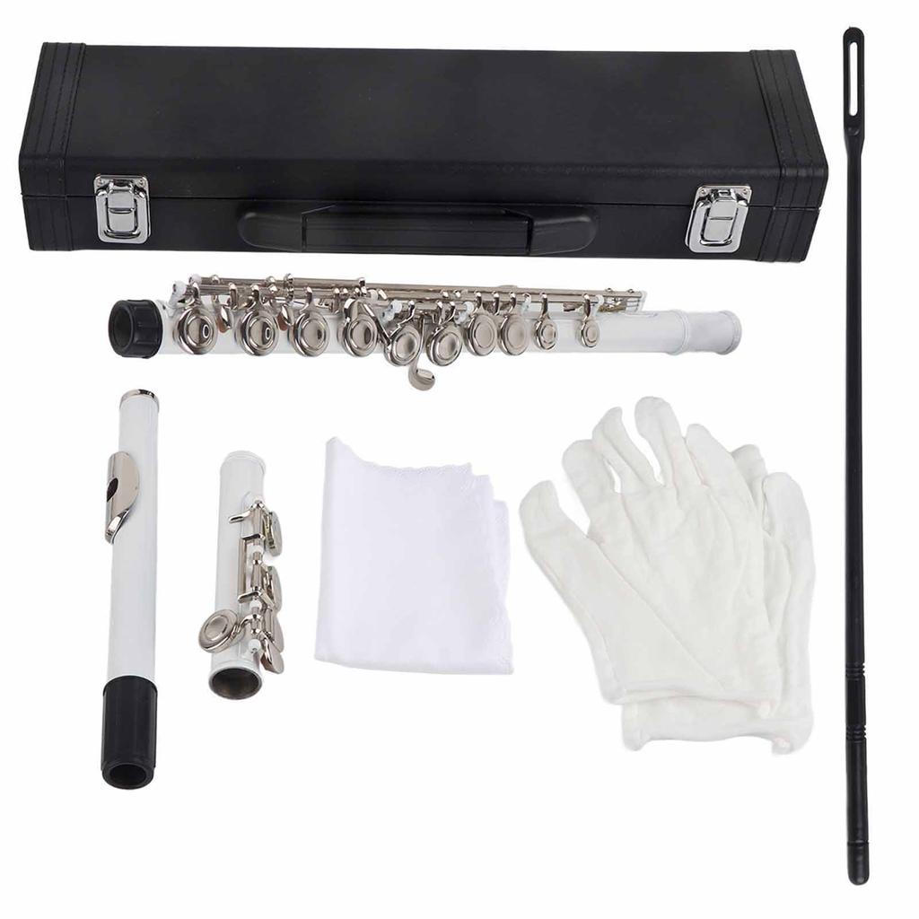 Набор для начинающих флейт из латуни LADE C Key 16 Hole, чехол для хранения, салфетка для чистки, перчатки (белый)