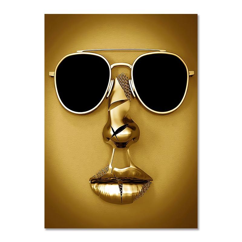 Металлическая фигурка, статуя, художественная картина на холсте, Золотая современная скульптура для влюбленных, постер и принт, настенные панно для гостиной, домашний декор