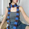 Women Long Scarf Retro Style Striped Color Block Thickened Imitation Mink Fur Warm