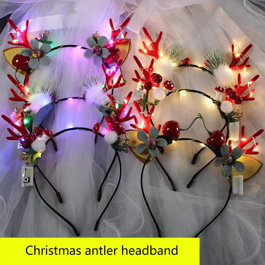 Merry Christmas Decorations Party Props Reindeer Antler Hairhoop Christmas Floral Tiaras Headband Festival Party Supply