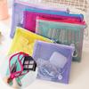 Colorful Double Zipper Mesh Storage Bag Double Layered Portable Coin Purse Square Mesh Coin Purse Travel Storage Carry Pouch
