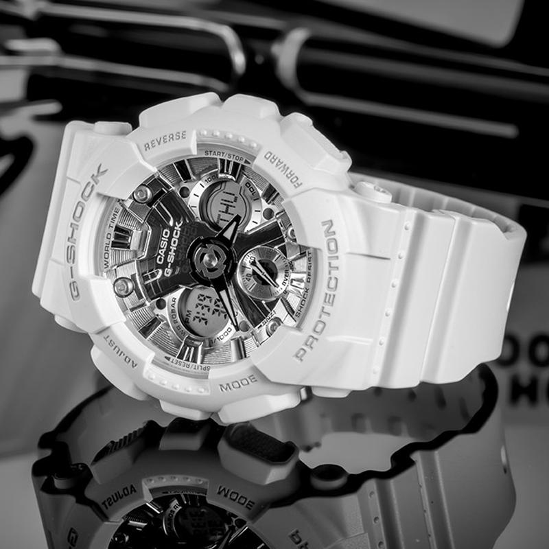 CASIO Men Liquid Crystal/Analog Dual Display Series Silver Watch GMA-S120MF-7A1 GMA-S120MF-7A1