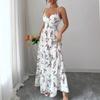 Летнее новое v-образное вырезное облегающее и тонкое цветочное длинное платье-сарафан с принтом