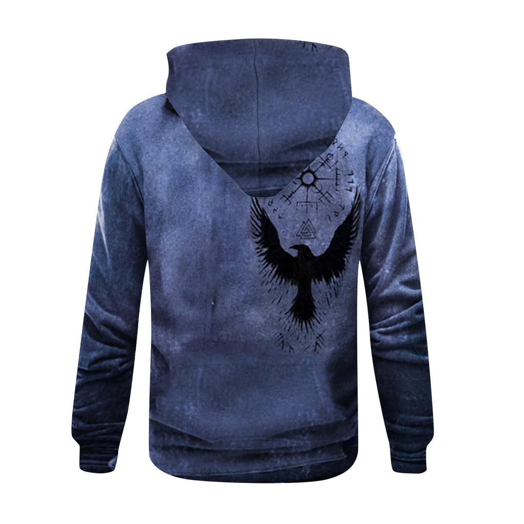 Модный свободный мужской и женский свитер с капюшоном с длинным рукавом и принтом