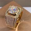 Charm Classic Men's Ring Gold Wedding Engagement Proposal Ring Size 8-13