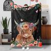 Highland Cow Pattern Flannel printed blanket suitable for all seasons suitable for living room office sofa and travel 180x250CM