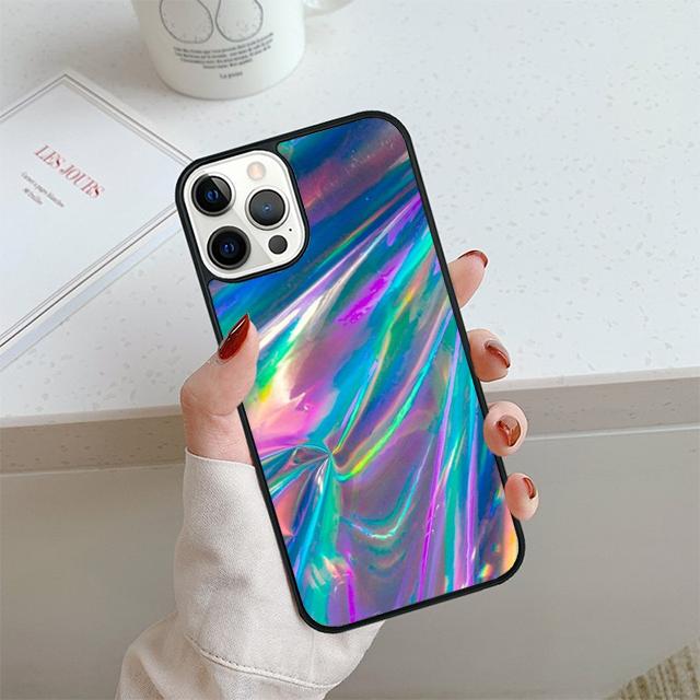 Переливающийся голографический арт чехол для телефона для iPhone 17 Air 14 15 16 13 12 Чехол для Apple Pro Max 6S Plus Coque