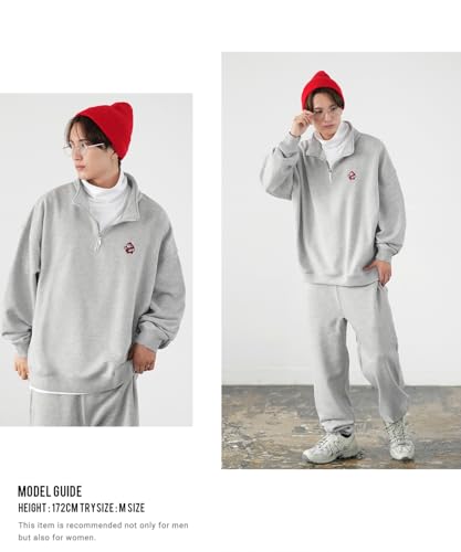 IMPROMES SIDEWAY STANCE Men's Half-Zip Fleece Sweatshirt with Embroidered One-Point Design, 70220, Navy