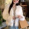Женская зимняя мода искусственный мех лисы короткая свободная корейский стиль плюшевый мех женская шуба