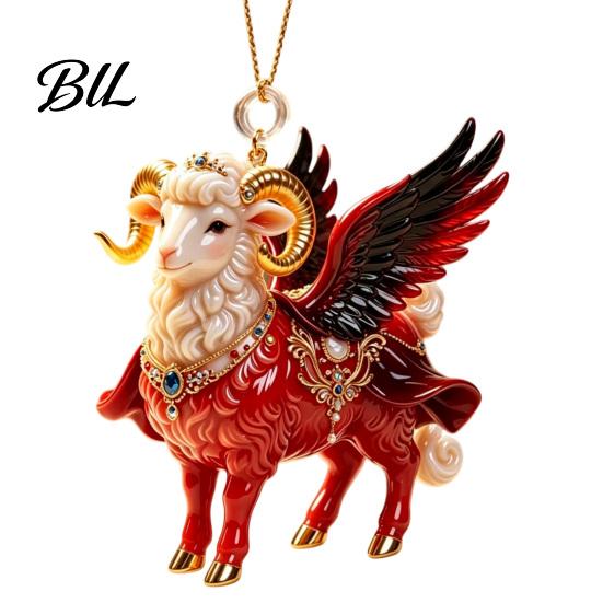 Indoor Holiday Decorations 2D Flat Christmas Sheep Hanging Ornament with Lanyard, Acrylic Seasonal Party Favors Tree Pendant for Home Festive