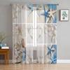 Collage Beach Shells Starfish Bottles Sheer Curtains for Living Room Modern Voile Curtain Bedroom Tulle Curtains Window Drapes
