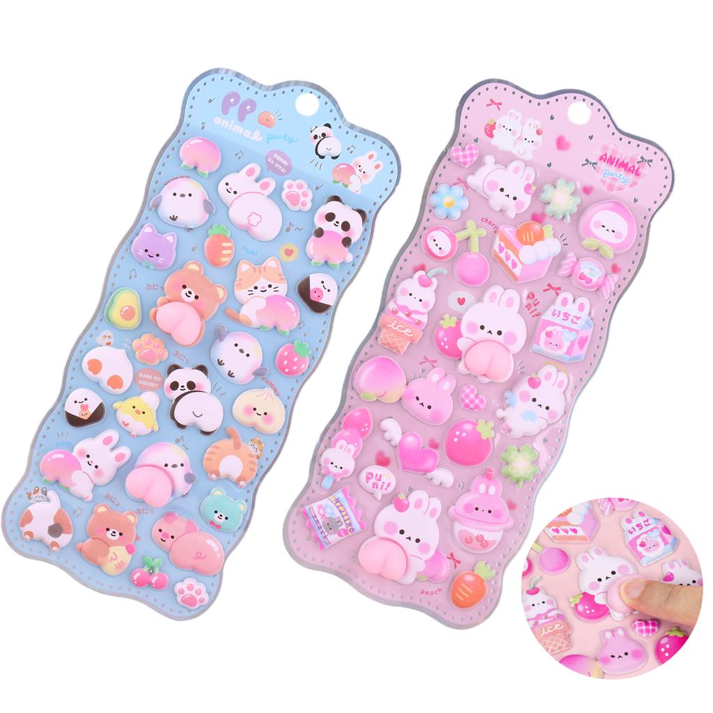 1Pc Cartoon 3D Animal Sticker Stereoscopic Cute Animals Relieve Stress Stickers DIY Phone Decoration Stickers Supplies TMZ