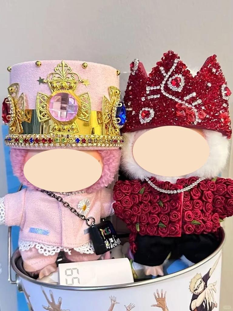 1517Cm Plush Doll Clothes For Labubu Doll'S Clothes Dinosaur Animal Suit Black Suit Rose Crown Outfit Accessories Doll Clothing