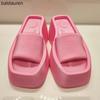 Platform Women Slippers Summer Square Toe Brand Satin Sandals WomenSexy High Heels Shoes Beach Sandals