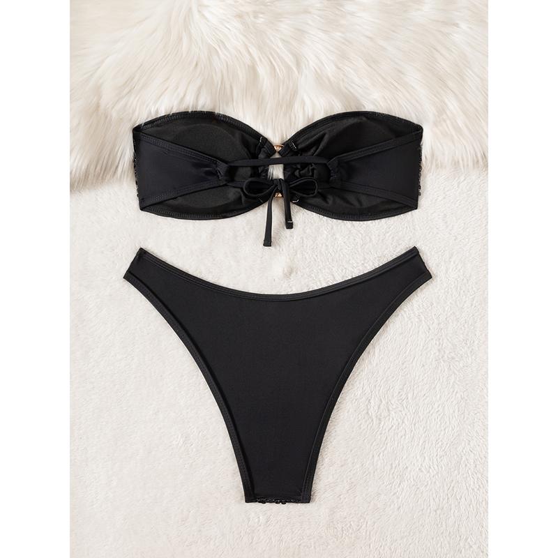 Блестки Блестящий Блинг Бандо Бикини Женский Купальник Женская Купальная Одежда Раздельный Комплект Бикини Бразильский Купальщик Купальный Костюм Плавание