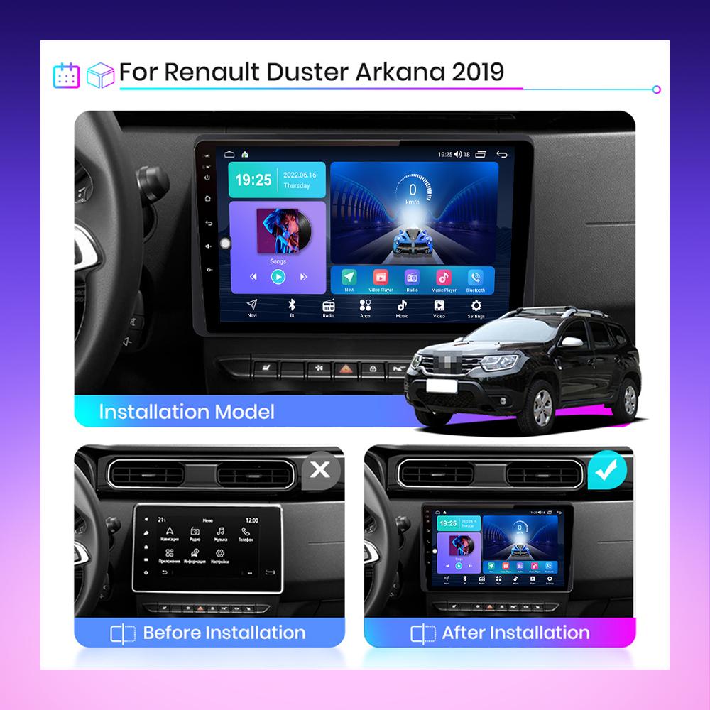 2 DIN Android Carplay автомобильное радио для Renault Duster Arkana 2018-2021 мультимедийный проигрыватель головное устройство стерео GPS навигация BT WIFI 2+32 ГБ