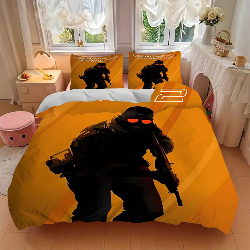 3 шт. Игровой комплект постельного белья Counter-Strike 2 - Идеально для спальни, гостевой комнаты, гостиной, декора отеля - Идеальный подарок для фанатов, путешественников, для повседневного использования